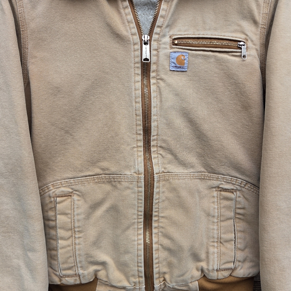 Carhartt Tan Corduroy Bomber Jacket with Sherpa Collar - Picture 2 of 7
